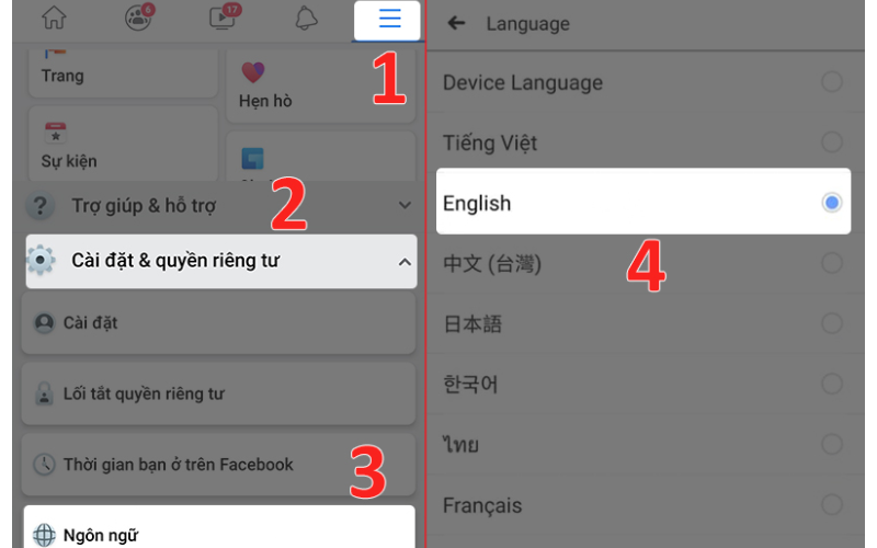 Đổi ngôn ngữ sang bất cứ loại nào mà bạn muốn